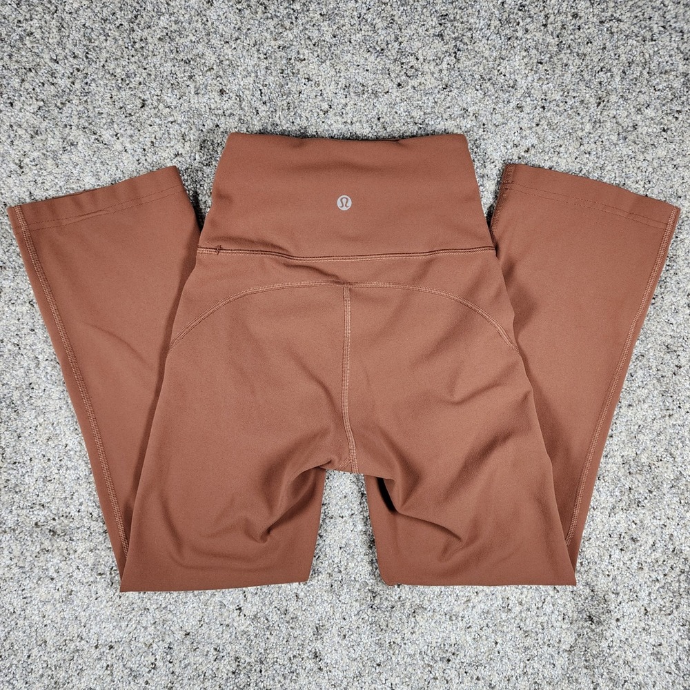 Lululemon Groove Flared Pants Women Size 0 Rust Brown Super High Rise Yoga Good